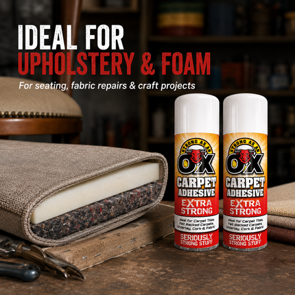 2 Pack Adhesive Glue Spray 500ml HeavyDuty Multi-Purpose Carpet Fabric Foam Tile