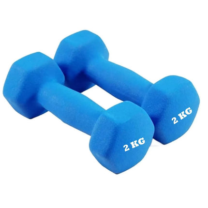 Neoprene Dumbbells Set 2KG x2 Iron Hand Weights Aerobic Workout Gym Blue