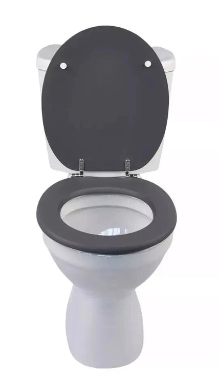 18'' Universal Wooden Toilet Seat Easy Fit Bathroom WC Seat with Fittings