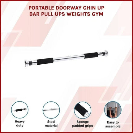 Adjustable Doorway Pull Up Bar Chin Up Exercise Bar Indoor Home Gym MultiPurpose