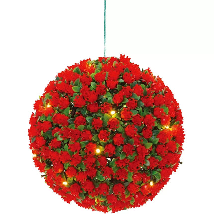Artificial Plant Topiary Ball Solar Power 20 LED Garden Hanging Topiary 27cm