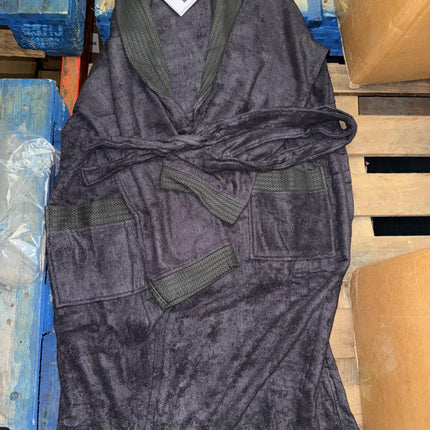 Medium Anthracite Unisex Cotton Terry Bathrobe Gown Soft Spa Robe Men Women