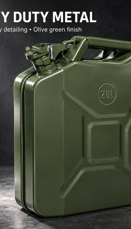 Metal Jerry Can 20L & Spout Heavy Duty Petrol Diesel Storage Container