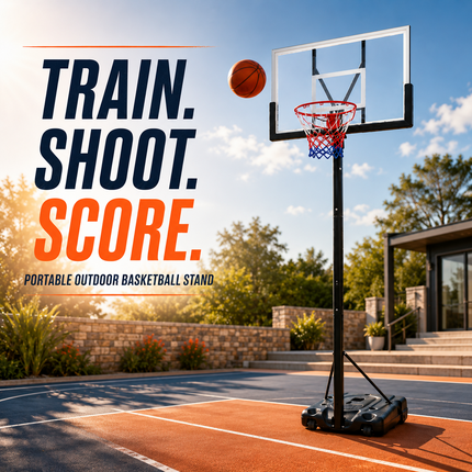 Portable Basketball Hoop Stand 6.5-10FT Adjustable Height Backboard Wheeled Base