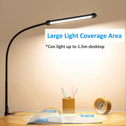 LED Desk Lamp with Clamp Stepless Dimming Modes 2700-6000K Office Desk WorkLight