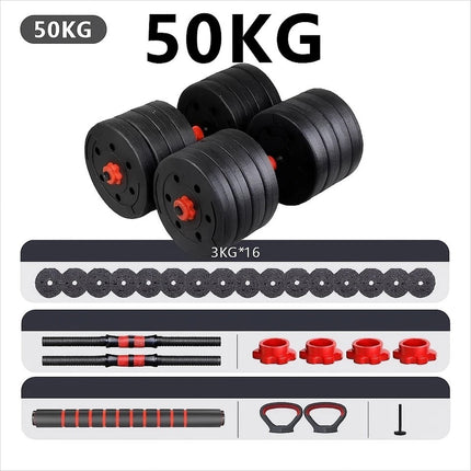 6-in-1 Adjustable Dumbbell Barbell Kettlebell Set Strength Training Home Gym