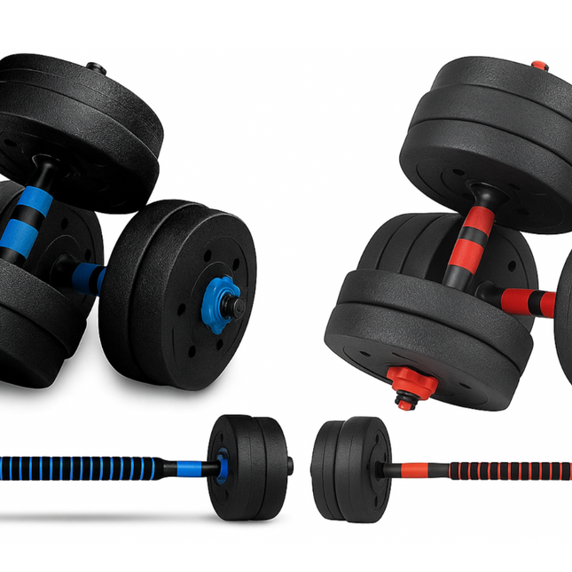 Adjustable Dumbbell & Barbell Set with Push Bar and Connecting Rod for Home Gym