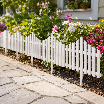 Lawn Border Fence 10PCS White Wood Effect Garden Edging Panels