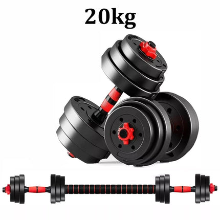 Adjustable Dumbbell & Barbell Set with Push Bar and Connecting Rod for Home Gym