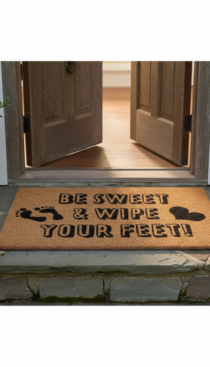 Coir Doormat Rug Non Slip Be Sweet Design Entrance Indoor Door Mat 60 x40cm