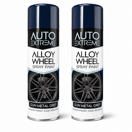 2x AX Gun Metal Grey Alloy Wheel Spray Paint 300ml Smooth Finish Fade Resistant