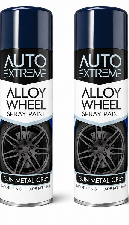 2x AX Gun Metal Grey Alloy Wheel Spray Paint 300ml Smooth Finish Fade Resistant