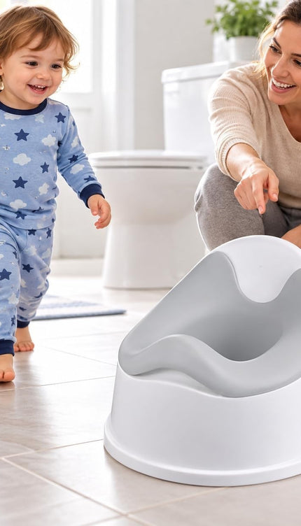 Toddler Potty Training Chair Baby Toilet Trainer High Back Easy Clean White Grey