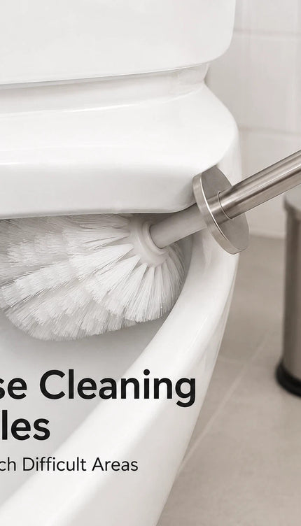 Stainless Steel Toilet Brush & Holder Bathroom WC Cleaning Brush Set Long Handle