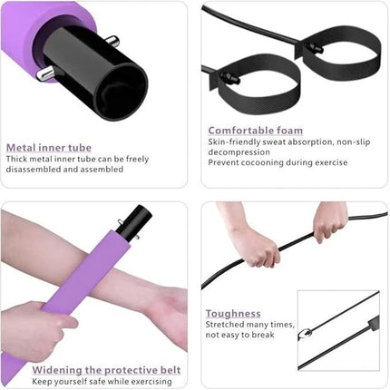 Portable Pilates Bar with Resistance Bands Multifunctional Exercise Toning Stick