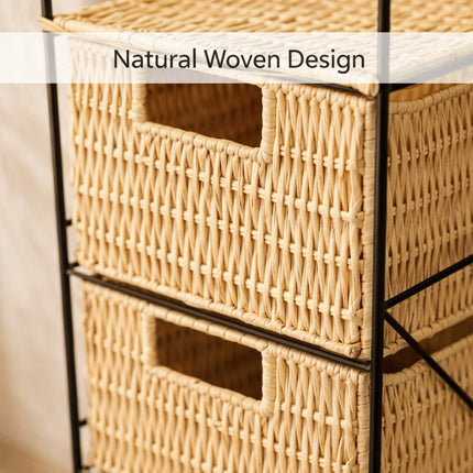 3 Drawer Slim Bathroom Storage Unit Woven Organizer Cabinet Box for Bathroom Use