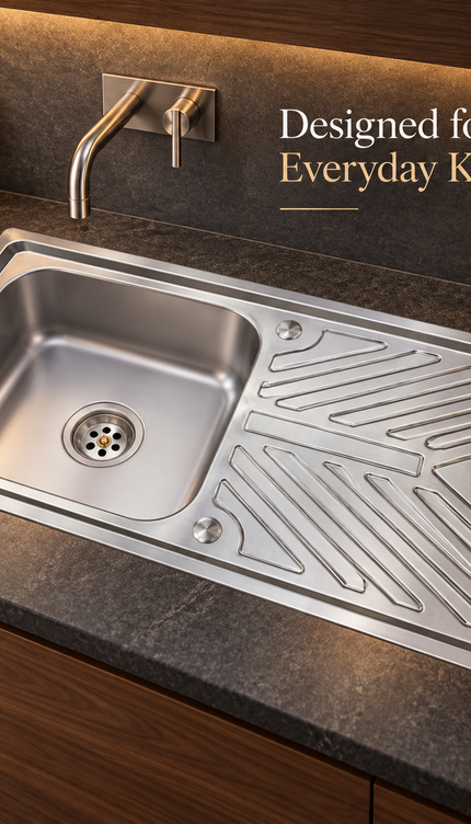 Single Bowl Kitchen Sink 100x50cm with Drainer Board & Waste Kit Stainless Steel
