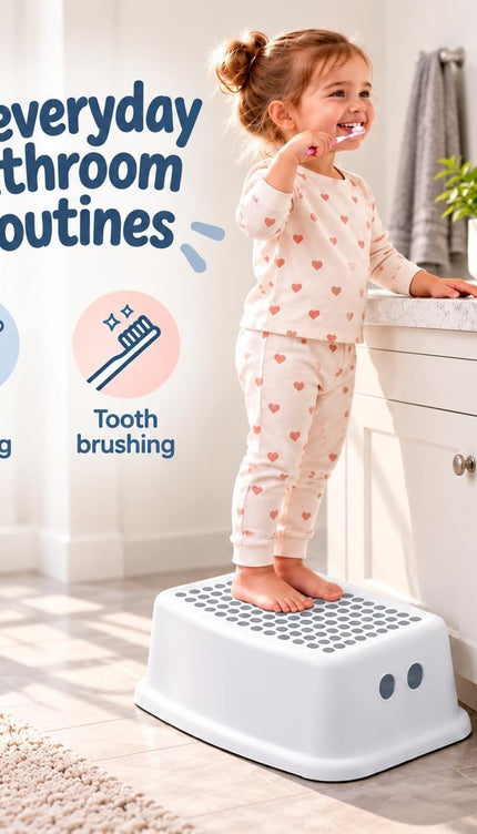 Toddler Step Stool Anti-Slip Top Sturdy Plastic Toilet Bathroom Aid Stool White