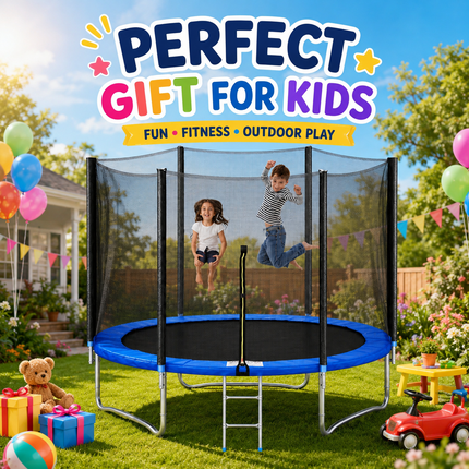 6FT Garden Trampoline with Safety Enclosure Net Kids Outdoor Bouncer Rebounder