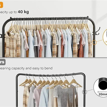 Heavy Duty Clothes Rail Rack Garment Hanging Stand with Shoe Shelves Storage