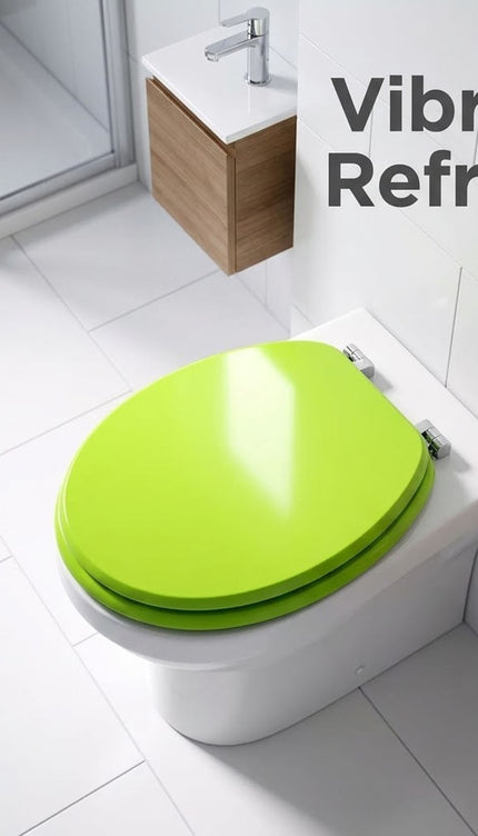 Universal Toilet Seat Lime Green Wooden MDF Easy Fit Bathroom WC Seat 18 Inches