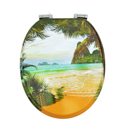 18'' Universal Wooden Toilet Seat Easy Fit Bathroom WC Seat with Fittings