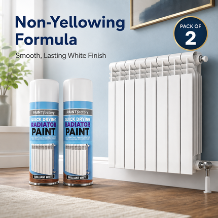 2x Cast Iron Radiator Spray Paint 400ml Brilliant White Aerosol Real Feel Effect