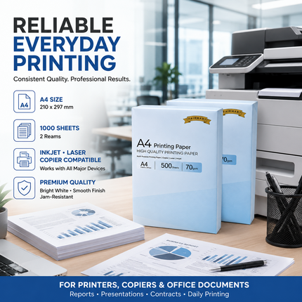 A4 Printer Paper 70gsm 80gsm Home Office Inkjet Laser Printer Copiers Reams
