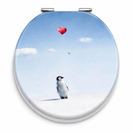 18" Universal Toilet Seat Penguin Design Easy Fit Bathroom WC Seat With Fitting