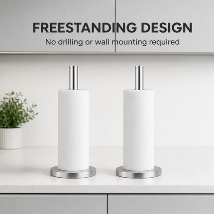 Tissue Roll Holder Free Standing Countertop Paper Stand Stainless Steel Holder