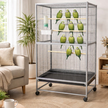 Steel Standing Cage for Cockatiels, Parrots & Pigeons Large Flight Bird Kin