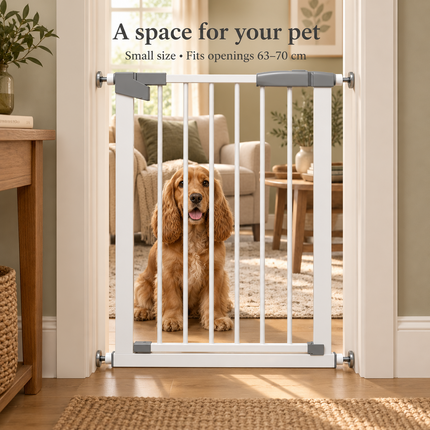 Baby Stair Gate | Pressure Fit Auto-Close Child & Pet Safety Gate – White
