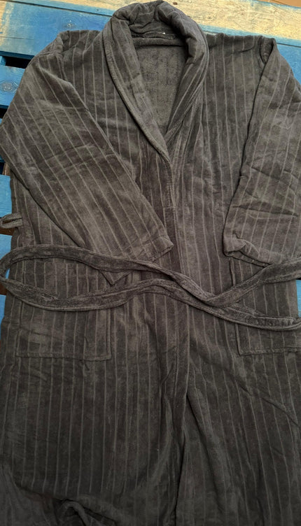 XL Grey Unisex Cotton Terry Bathrobe Gown Soft Spa Robe Men Women Hotel Dressing