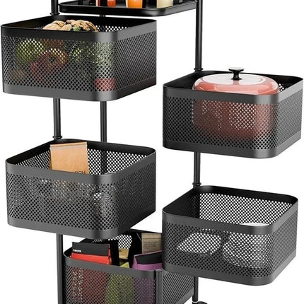 Rotating Storage Rack Trolley Cart Kitchen Bathroom Organizer Vegetable Shelf