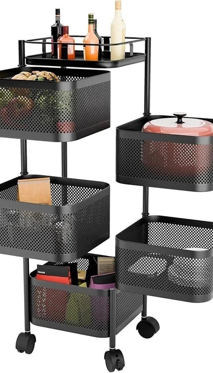 4/5/6 Tier Rolling Storage Trolley – Space-Saving Kitchen & Home Organizer
