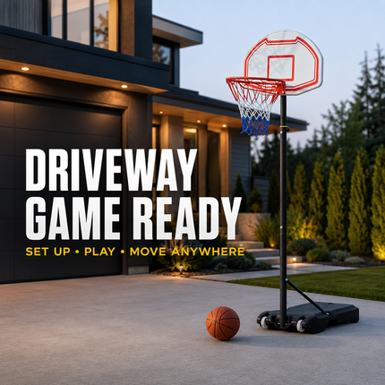 Portable Basketball Hoop Stand Adjustable 6.5-10FT Height Backboard Wheeled Base