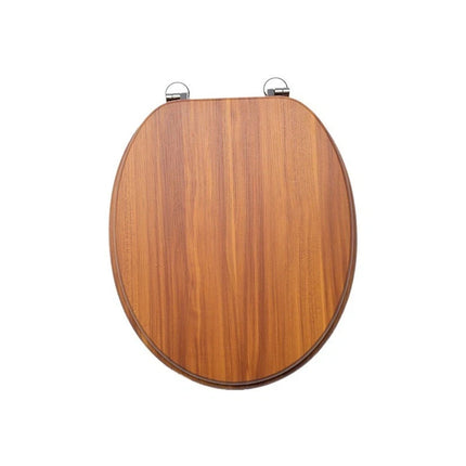 18'' Universal Wooden Toilet Seat | Easy Fit Bathroom WC Seat with Fixings