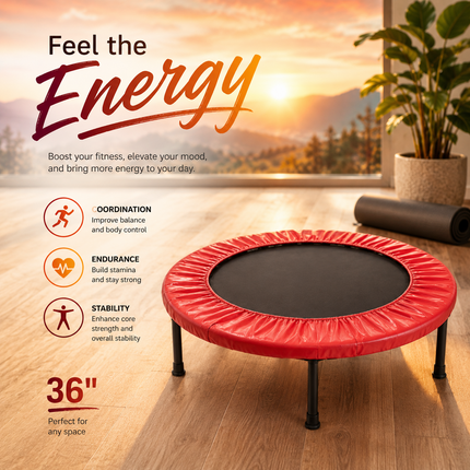 Mini Fitness Trampoline 36" 40" 45" Portable Cardio Workout Exercise Rebounder