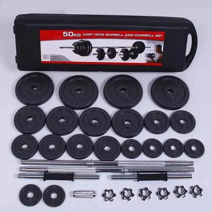 50KG Adjustable Cast Iron Dumbbell Barbell Set Weights Kit for Home Gym Workout