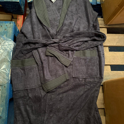 Small Anthracite Unisex Cotton Terry Bathrobe Gown Soft Spa Robe Men Women