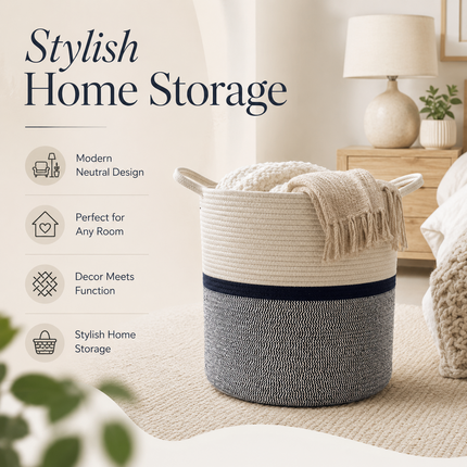 Basket Cotton Rope XL Laundry Clothes Toy Storage Washing Organizer Hamper