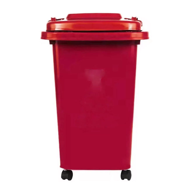Recycling Wheelie Bin Dustbin Rubbish Waste Trash Kitchen Home Office 50L Red