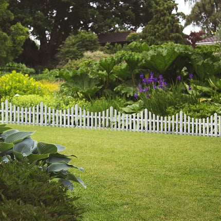 Lawn Border Edge Fence 10pcs White Plastic Wood Effect Garden Edging Picket