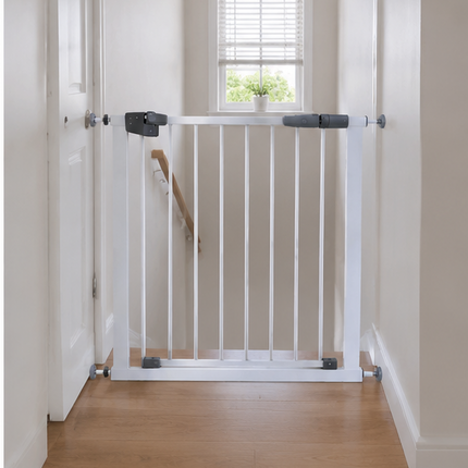 Baby Stair Gate | Pressure Fit Auto-Close Child & Pet Safety Gate – White