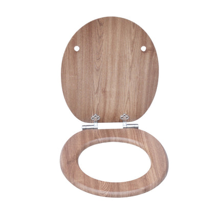 18" Universal Toilet Seat MDF Wooden Bathroom WC Easy Fit + Fittings Novelty