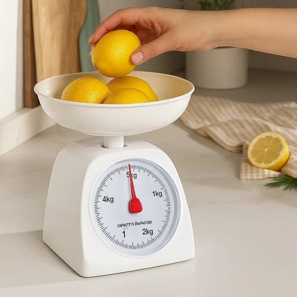 Kitchen Weight Scale 5KG White Round Mechanical Cooking Food Measuring Scale