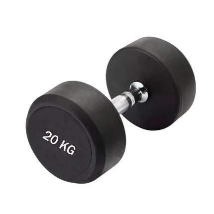 20KG Rubber Round Dumbbell Home Gym Weight Lifting Fitness Black Hand Weights