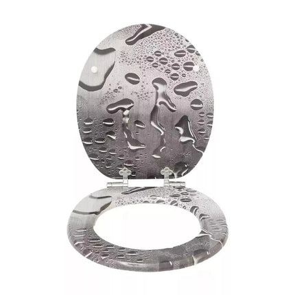 Universal Toilet Seat Water Droplets Black Novelty Easy Fit Bathroom WC Seat 18'