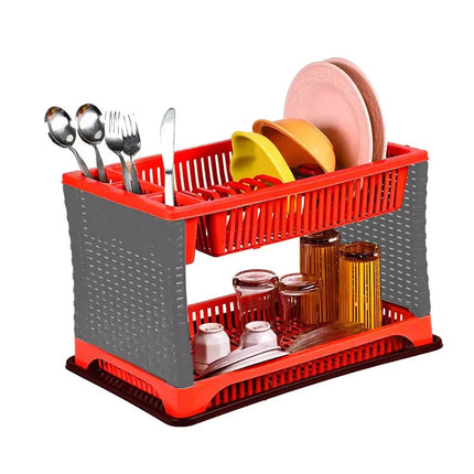 Dish Drying Rack Cup Drainer Plastic 2-Tier Strainer Holder Tray for Kitchen New
