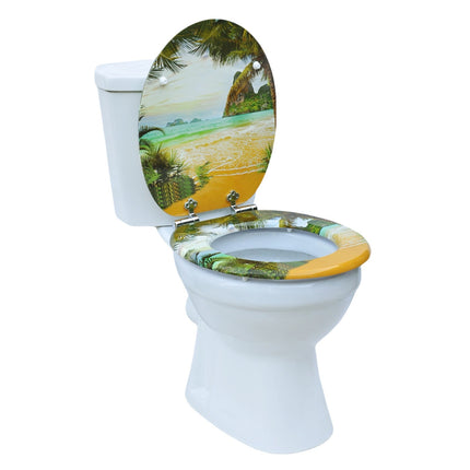 18'' Universal Wooden Toilet Seat Easy Fit Bathroom WC Seat with Fittings